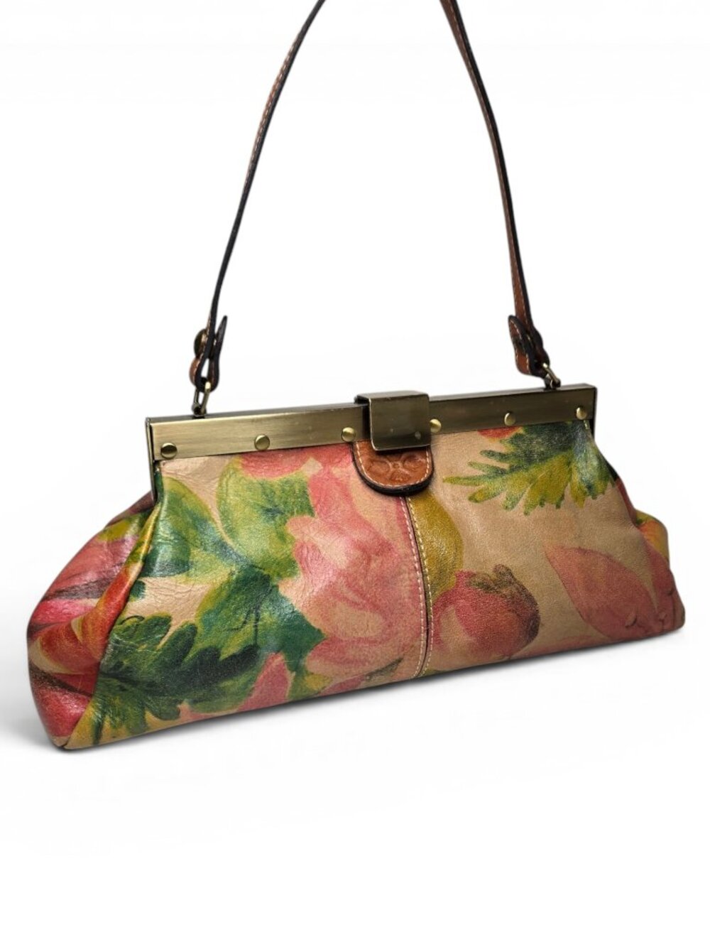 Patricia Nash Ferrara Frame Satchel Purse Bag Rainforest Painted Leather